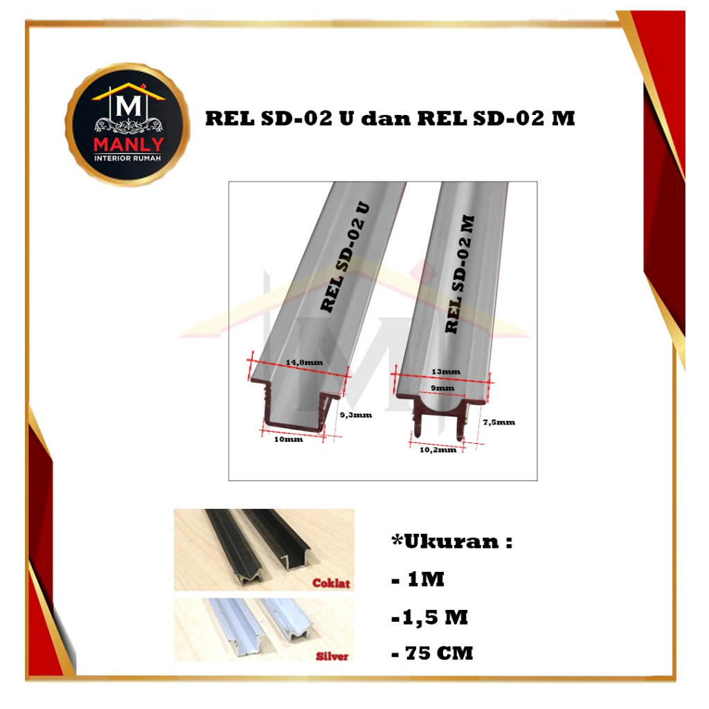 Rel Tanam SD 02  U &amp; M Pintu Lemari Geser Sliding / Geser, Rel SD 3141 /  Rel SD 12 / Rel SD 338