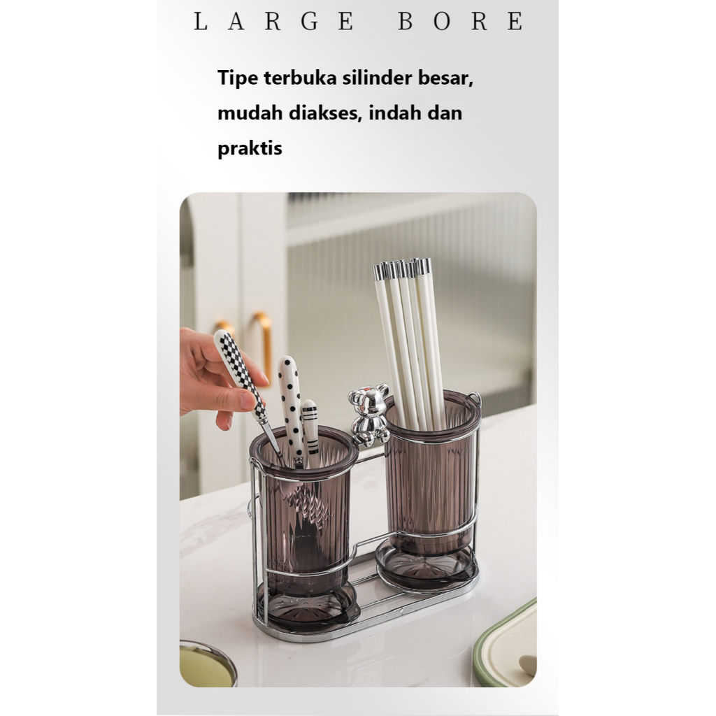 Mi.more Holder Tempat Sumpit Sendok Garpu Bear /Hitam/Puith Drain Rack Chopstick Holder