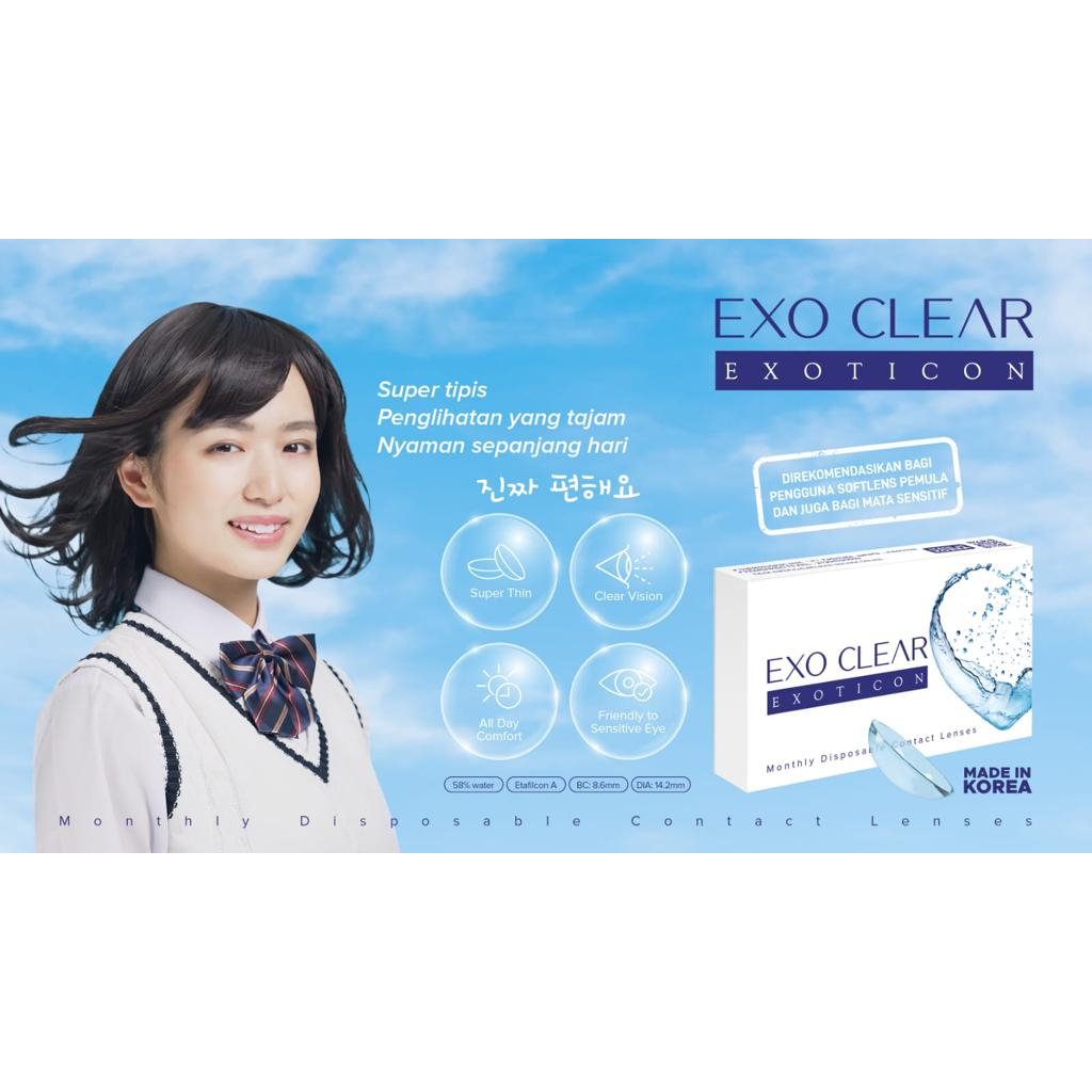 Softlens Bening X2 EXO CLEAR 14,2 MM Minus Natural Look / Soflen EXO CLEAR Bulanan / Soflen X2 EXO CLEAR / Softlens EXO CLEAR / Softlens Bening / Softlens Clear / Softlens Bening Bulanan