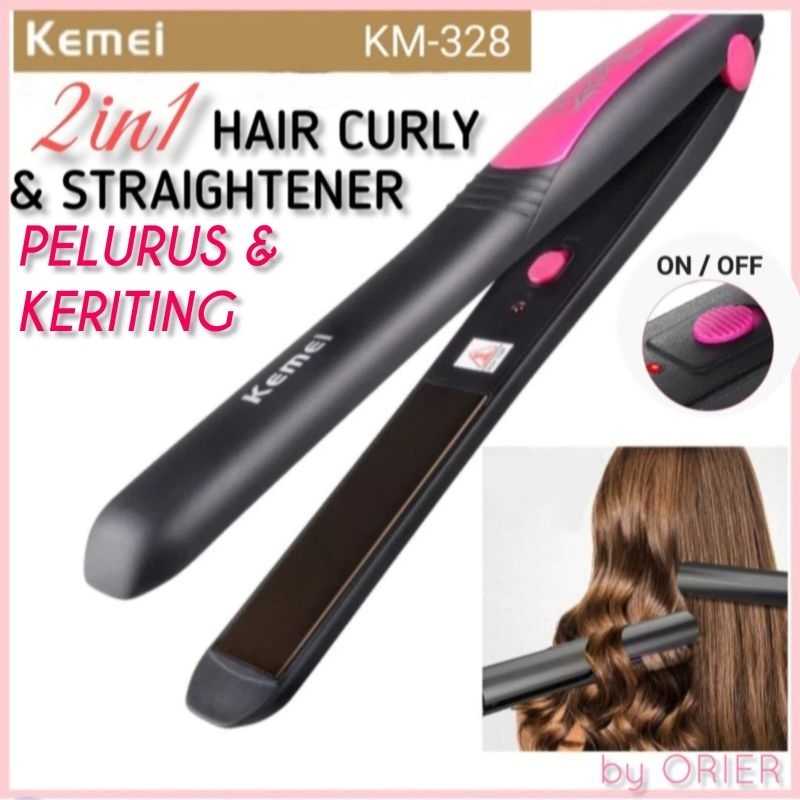 CATOKAN 2in1 KEMEI KM-328 HAIR STRAIGHTENER &amp; CURLY STYLING/ PELURUS PENGERITING