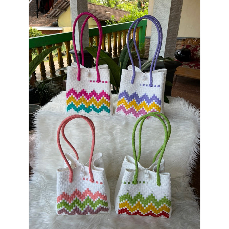 (TANPA ACCESORIES) ZIG ZAG SERIES Tas Jali Tas Jaly Tas Anyaman Plastik Premium