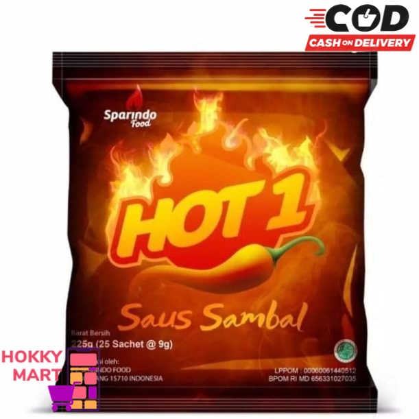 

(HOKKY) Saus Sambal Hot 1 Stick Sachet 24 Sachet x 9 gr Saus Sambal Extra Pedas Saos Hot One Saus Hot One Hot1