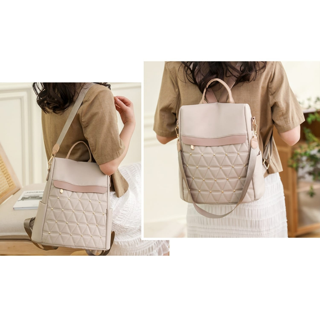 TAS RANSEL WANITA CARDEA TA820P3 BACKPACK ANTI AIR KREM PUNGGUNG SEKOLAH CEWEK SIMPLE GENDONG CASUAL PREMIUM MURAH KOREA IMPORT KULIAH KERJA BRANDED REMAJA KEKINIAN