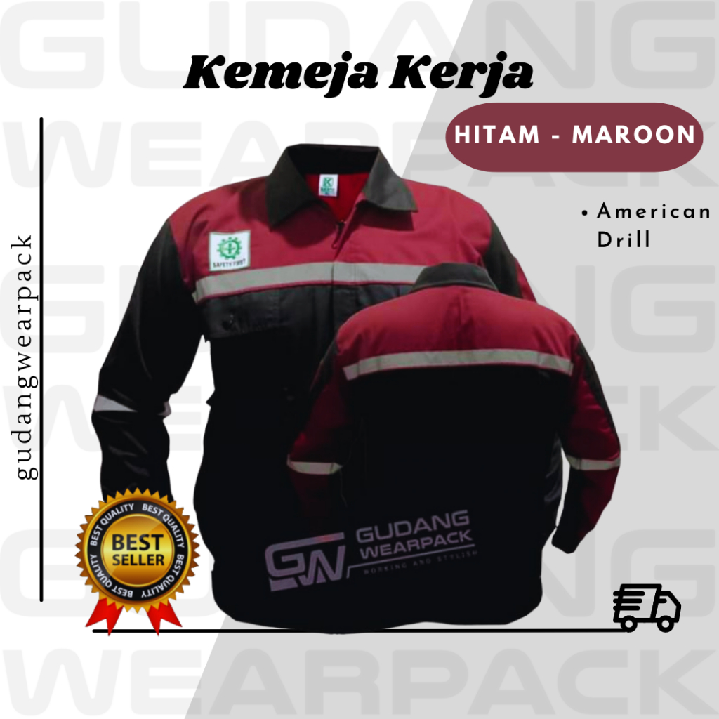 Gudang Wearpack - Baju Kerja Seragam Proyek Warna Hitam Maroon