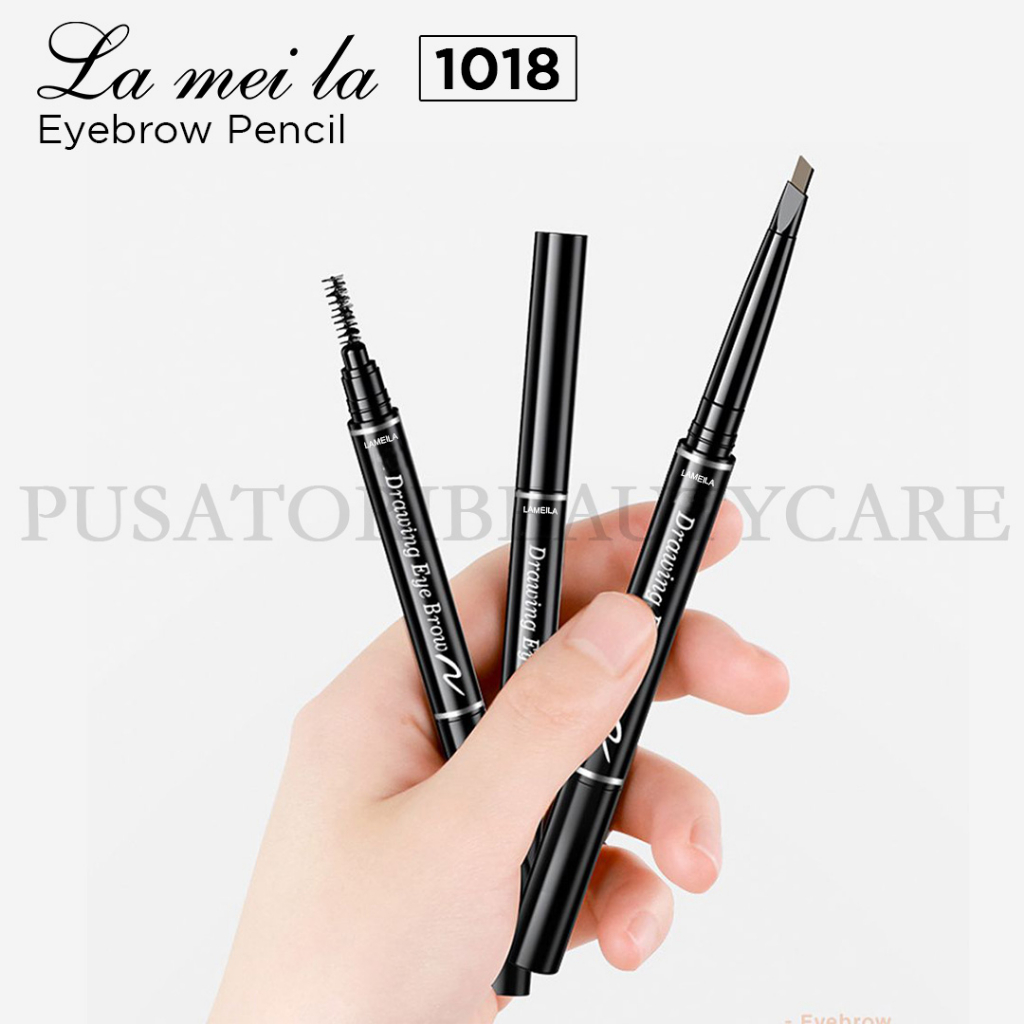 LAMEILA 1018 Eyebrow Pencil Waterproof Pinsil Alis Kepala Ganda