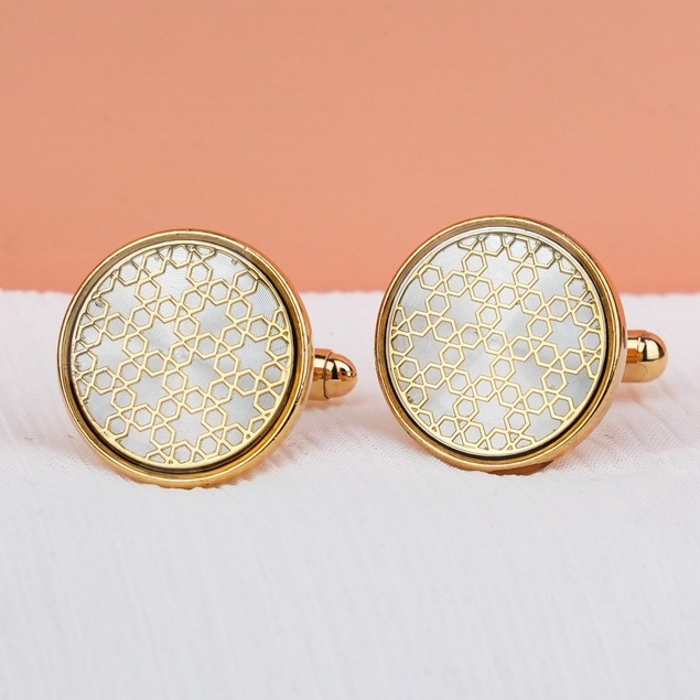 Cufflink Pria Mewah Gold | Stainless Steel Thobe Kabak | Jace Cufflink