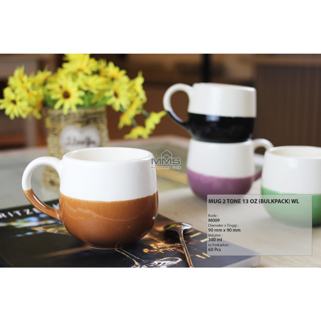 [ White Line ] Mug Gelas Twotone Two Tone 2 Warna Unik Cantik!