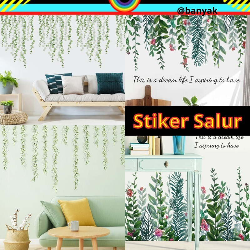 WALL STICKER STIKER SETIKER STICKER DINDING SALUR SULUR JUNTAI RAMBAT DAUN HIJAU POHON WALLPAPER WALPAPER HIASAN TEMBOK DEKORASI DECOR RUMAH MINIMALIS AESTHENTIC TEMPELAN DEKOR PINTU JENDELA KACA KAMAR MANDI WALLSTICKER DAUN RUANG TAMU KELUARGA @banyak