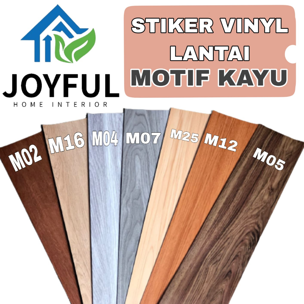 Stiker Vinyl Lantai Motif Kayu •  91.4cmX15.2cm Dengan Lem • High Quality