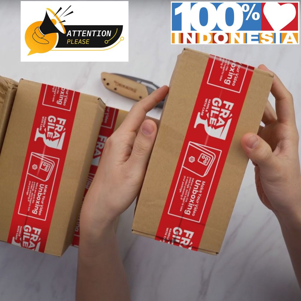 wajib pakai Lakban Fragile Unboxing video Indonesia 45mm x 72y full original security seal Lakban Unboxing Tape paket lock dus protector BY SMOLL