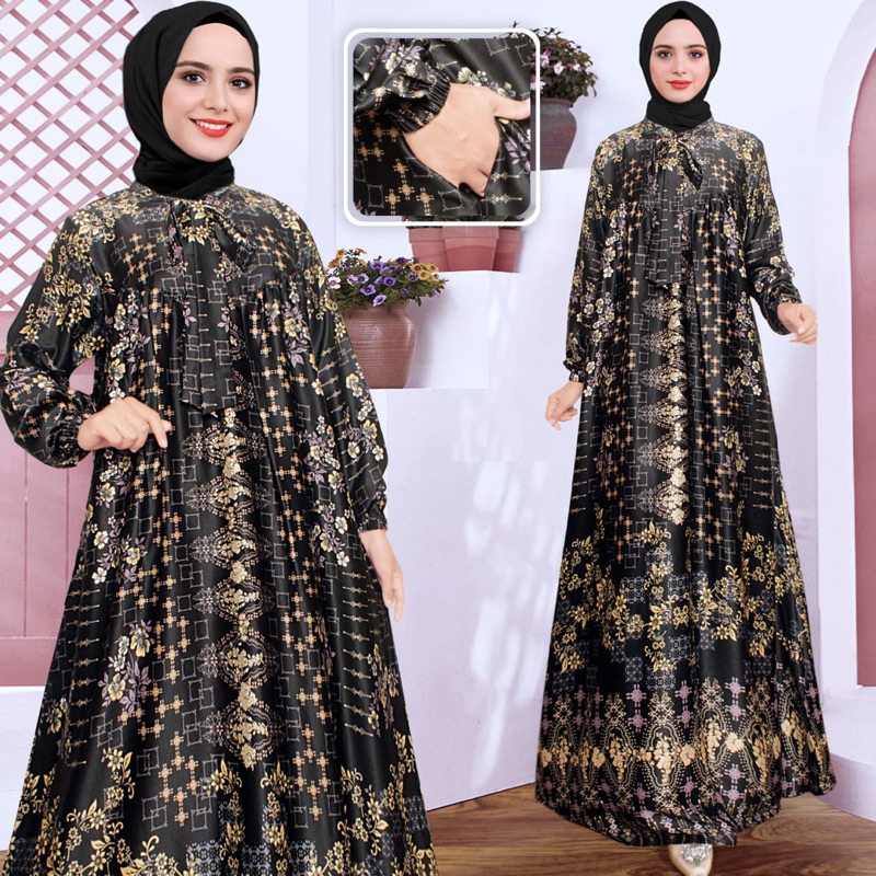 Gamis Motif /Gamis sutra silk / Gamis pesta terlaris/Gamis kondangan /Gamis silk premium