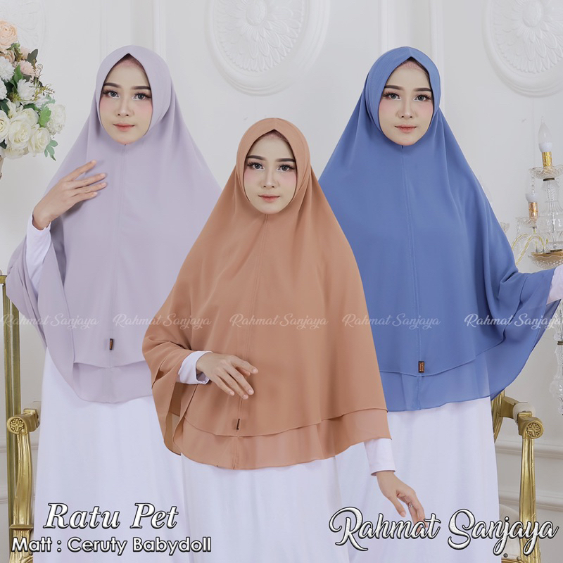KHIMAR RATU PET KERUDUNG 2 LAYAR JUMBO BAHAN CERUTI BABY DOLL RAHMAT SANJAYA