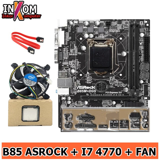 Paket Mobo Motherboard Intel B85 LGA 1150 Plus Processor i7 4770 Fan