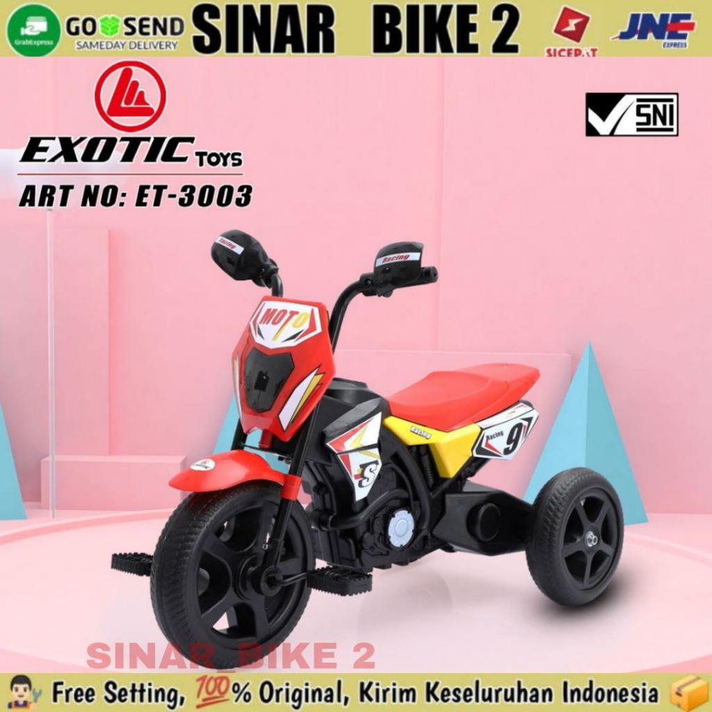 Motoran Exotic ET 3003 Sepeda Roda 3 Motoran Gowes