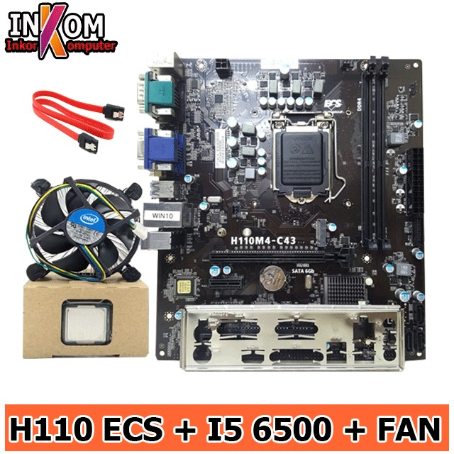 Paket Mobo Motherboard H110 LGA 1151 DDR4 Plus I5 6500 Fan