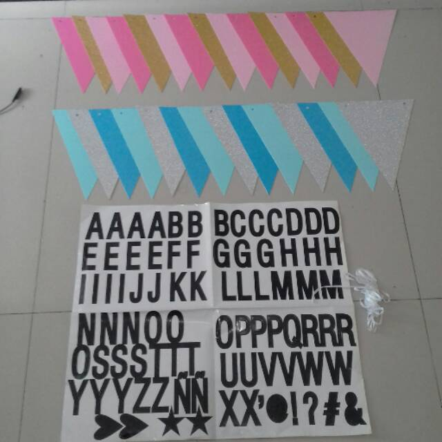 Banner Segitiga DIY (Do It Yourself) banner Flag Custon Nama Ulang Tahun Wisuda Wedding Baby Shower