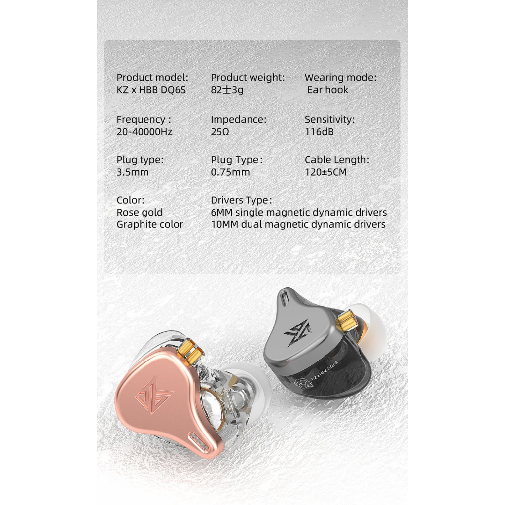 Knowledge Zenith IEM KZ x HBB DQ6s - with Mic - Dynamic Driver - Garansi Resmi 1 Tahun