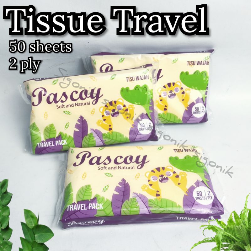 Tissue Travel Pack 50 sheet 2 ply Lembar PASCOY Tisu Wajah Praktis Simple Serbaguna Murah Perlengkapan Rumah Sigonik