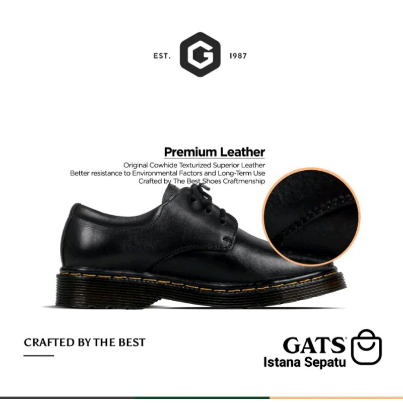 GATS - CM 1201 - Sepatu Kulit Boots Hitam Casual Pria