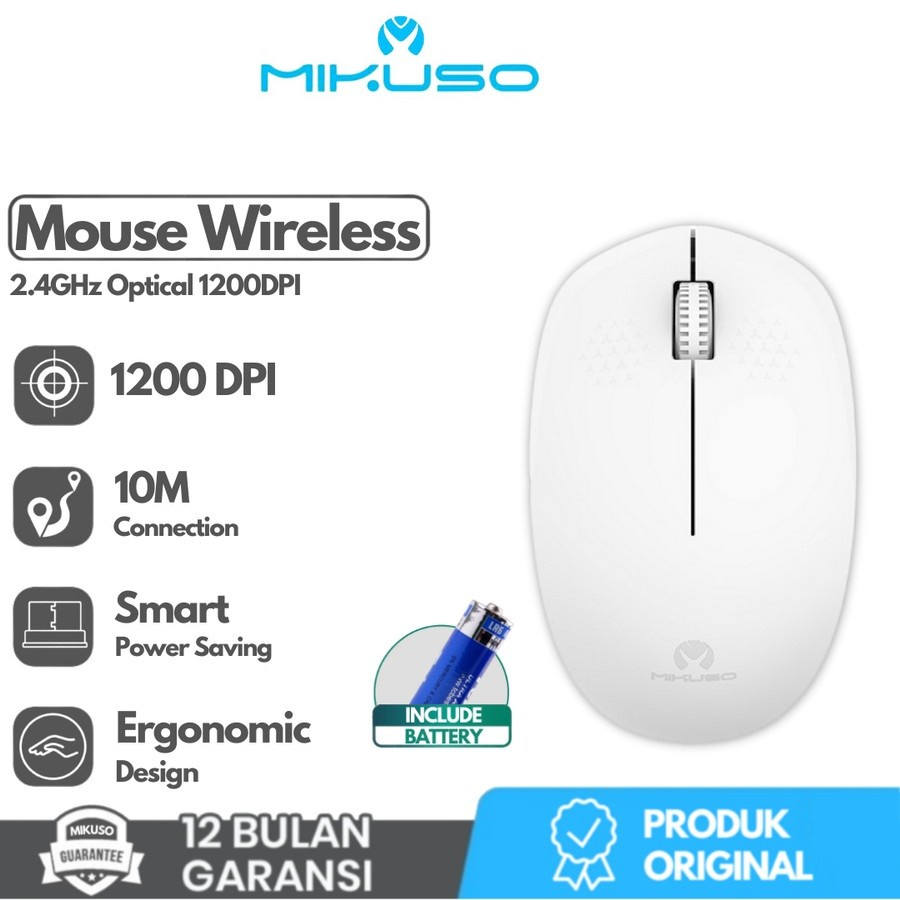 MIKUSO MOS-W080 Mouse Wireless USB 1200DPI 2.4Ghz Office Computer