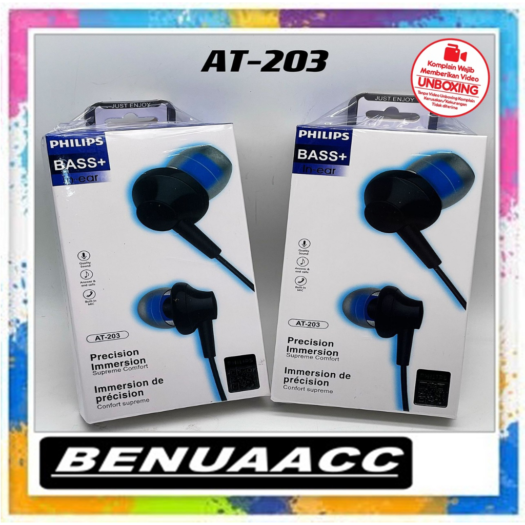 (ba) HF HEADSET PHILIPS AT-203 SUPER BASS PACKING IMPORT