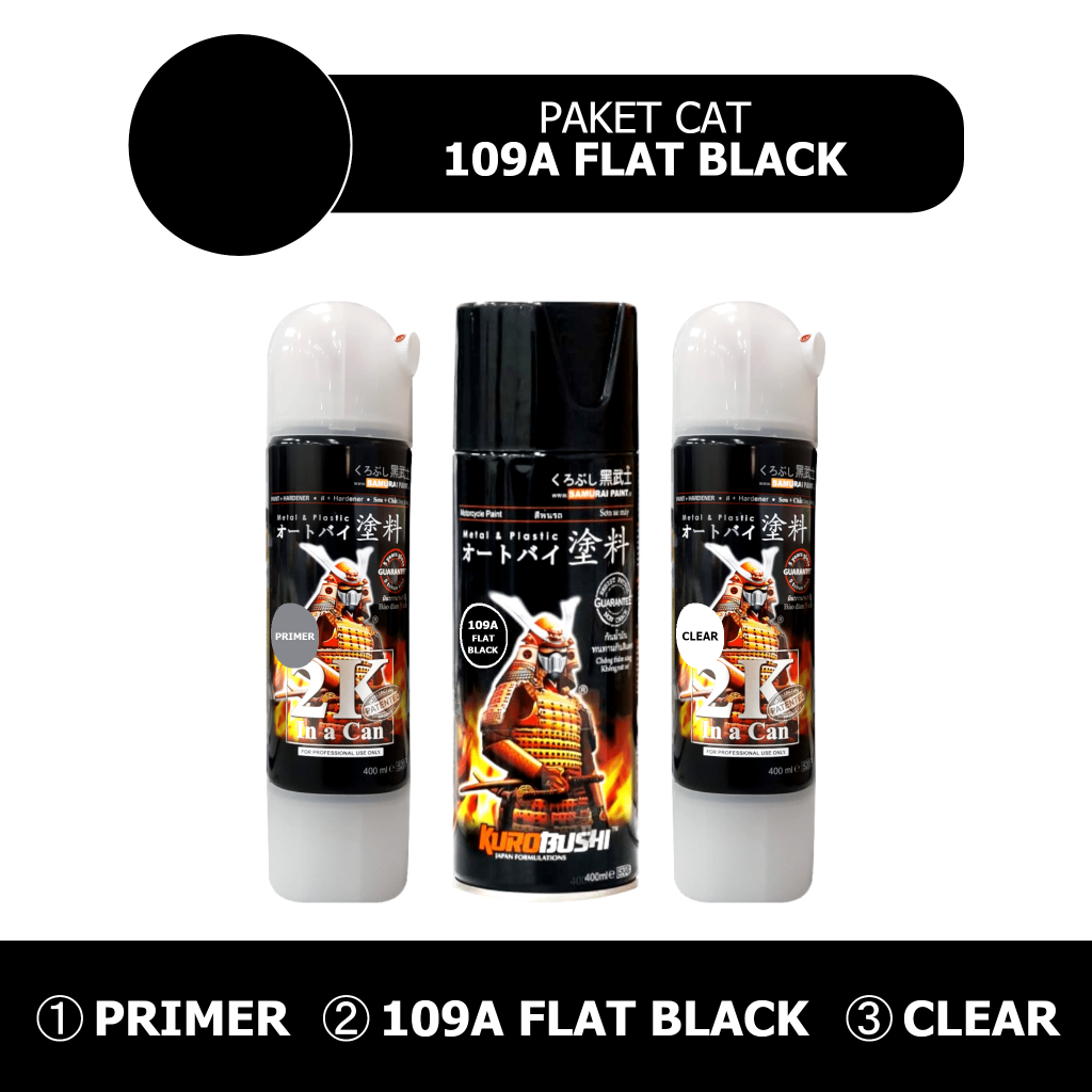 Paket Cat 109A Flat Black / SAMURAI PAINT / Cat Semprot