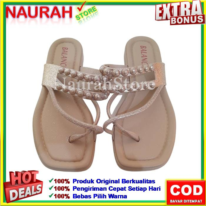 Sendal Jepit Wanita Balance 2302 2 Sandal Slip Motif Mutiara Rubber Jelly Kualitas Import Awet Nyaman Empuk Original