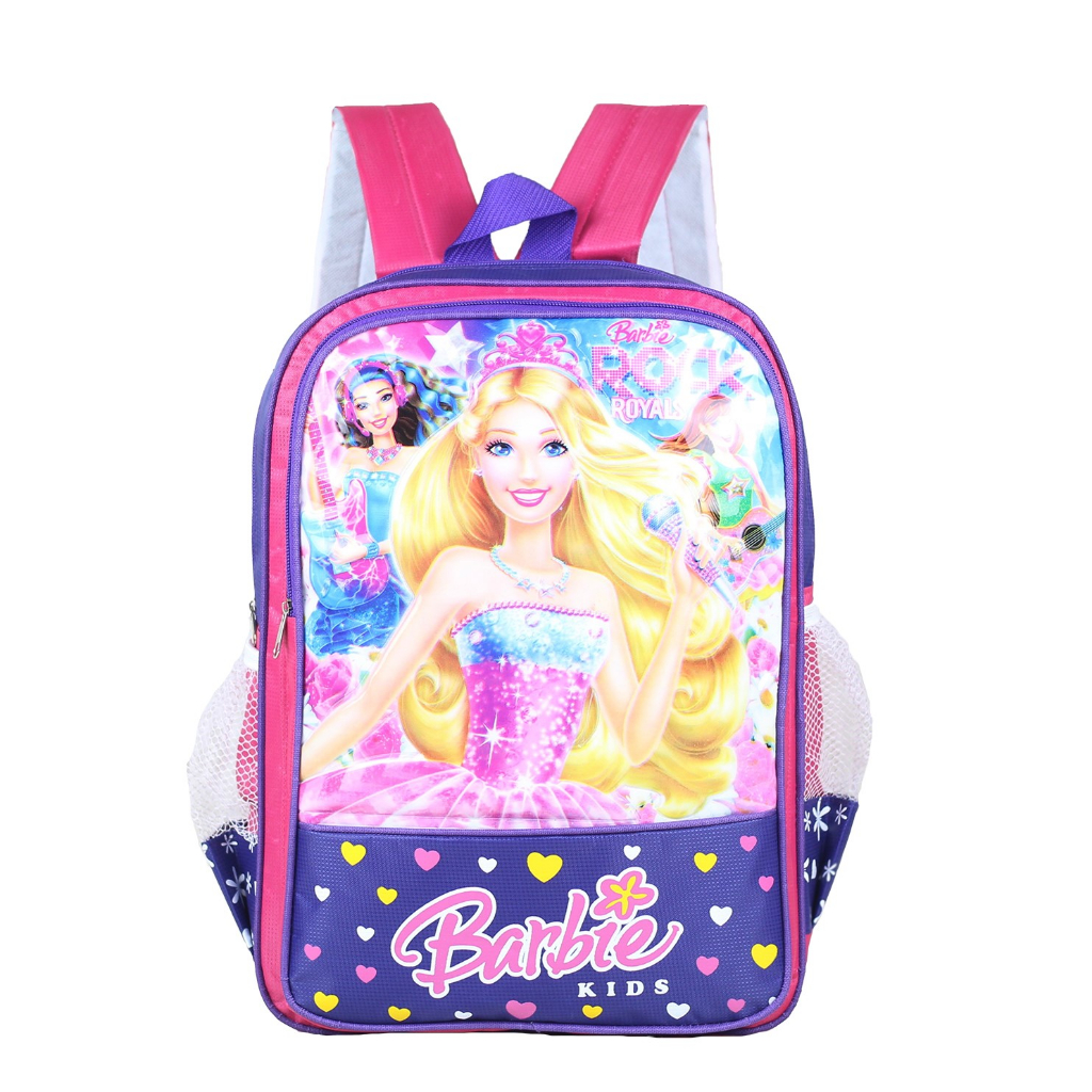 Tas Ransel Sekolah Anak Perempuan Tas Anak Timbul Barbie Warna Pink Ungu Backpack Sekolah TK SD TPA 