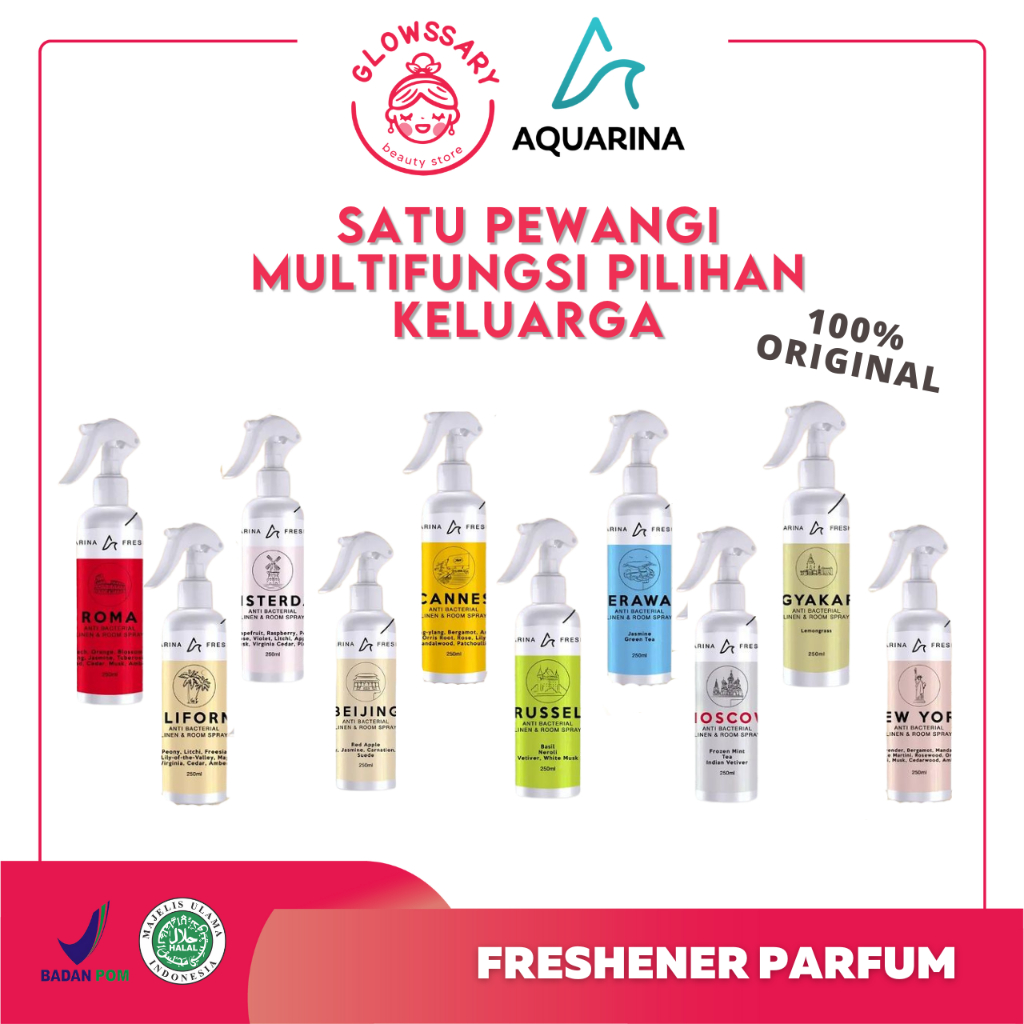 Aquarina Linen And Bed Room Spray Semprotan Pewangi Pengharum Pengaharum Pengarum Penharum Baju Paka