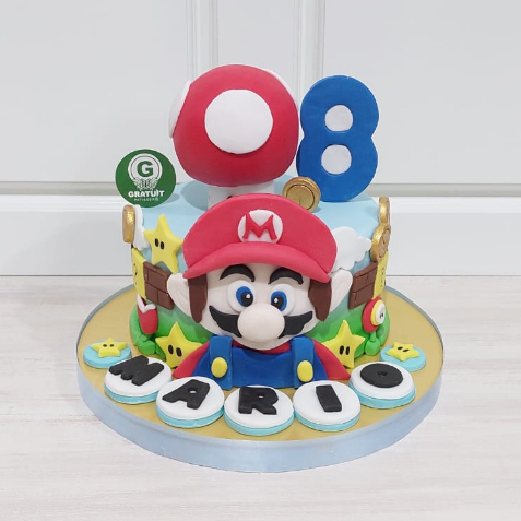 

CAKE TEMA MARIO BROSS UK 15CM / KUE ULANG TAHUN CUSTOME