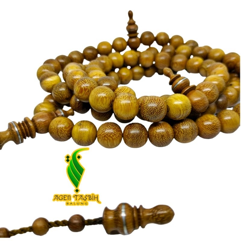 Tasbih Super Jumbo Kayu Kelor emas size 12mm