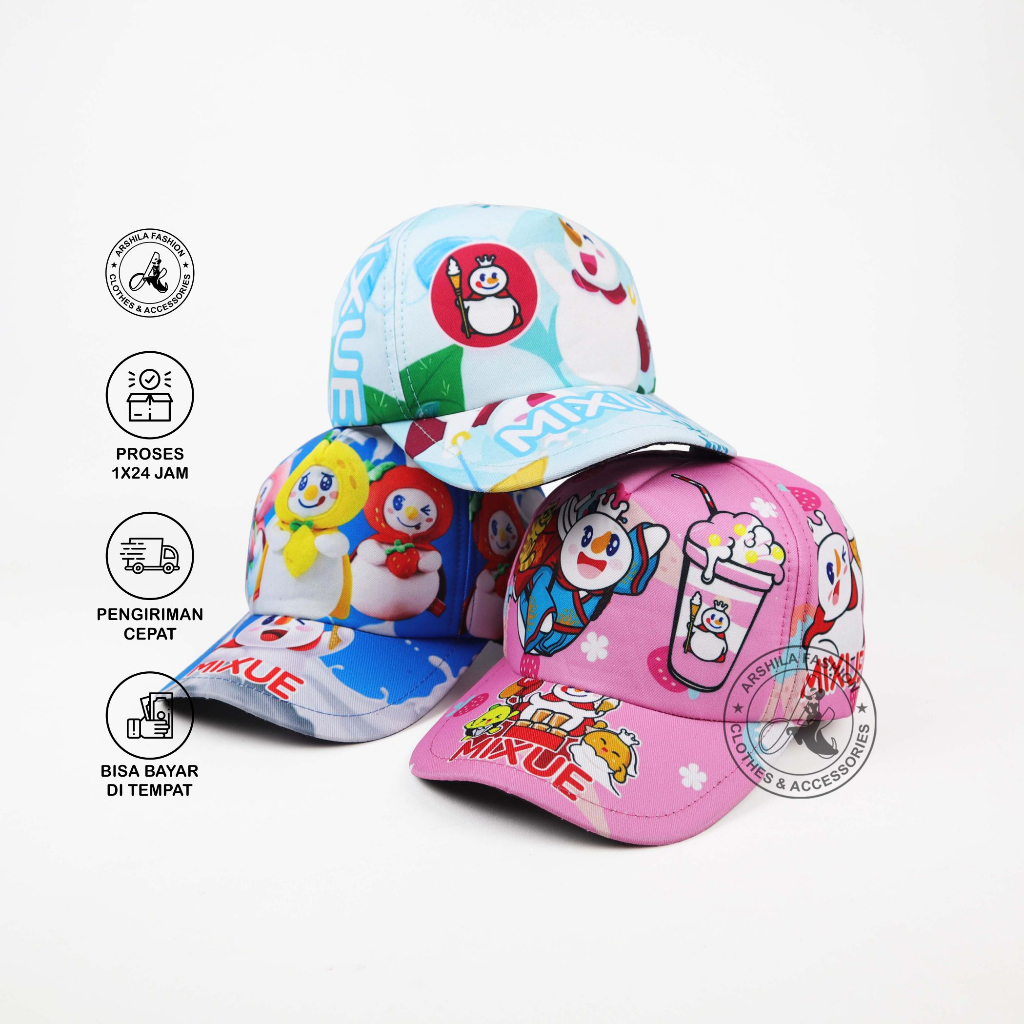 Topi Anak Laki Laki Perempuan Sablon Full Print Sublim Gambar Mix-ue