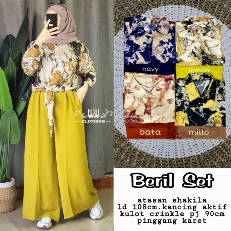 BarangOri100%|Berli set|Oneset bahan Shakila,pantcrincle|