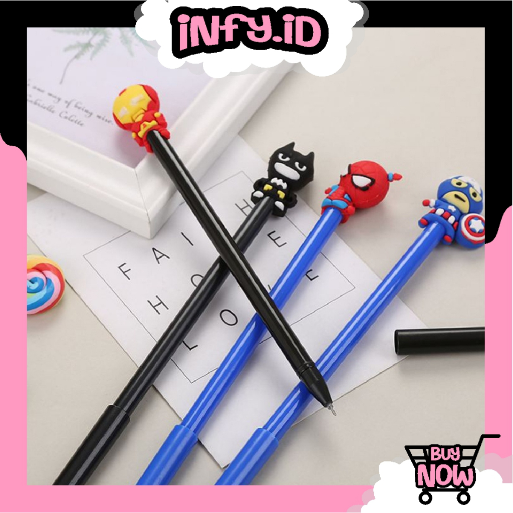 INFY - Pena Hero / Pulpen Gel Karakter hero / Pen Superhero Alat Tulis Stationary S076