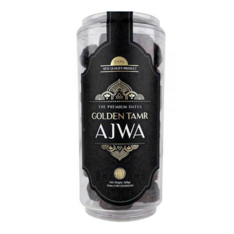 

KURMA GOLDEN TAMR AJWA 500 gr PREMIUM ( cocok untuk keluarga ) Kurma Al-Qura Dates