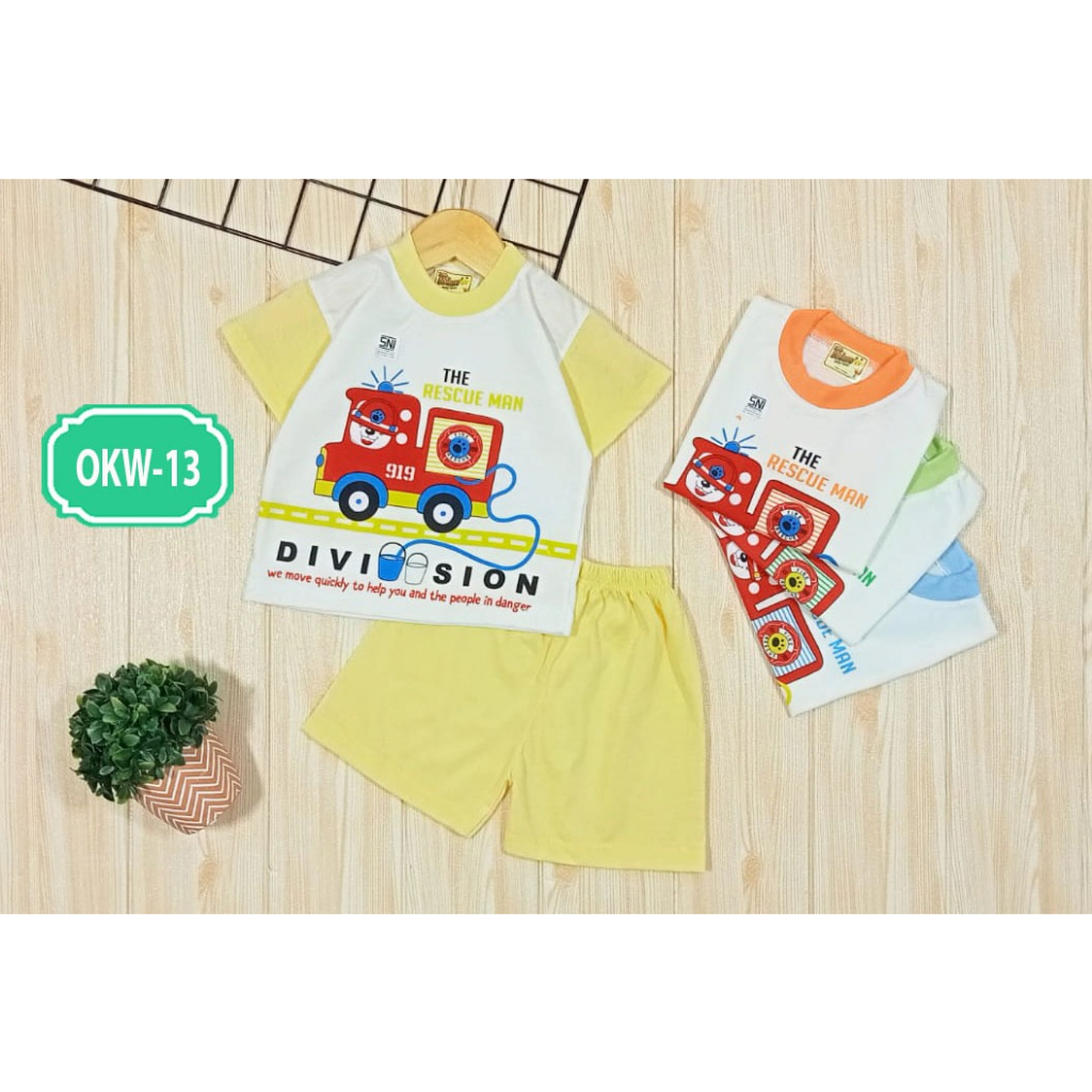 Setelan Oblong Pendek Baju Bayi Harian Little Kidnie All Size 3-9Bulan