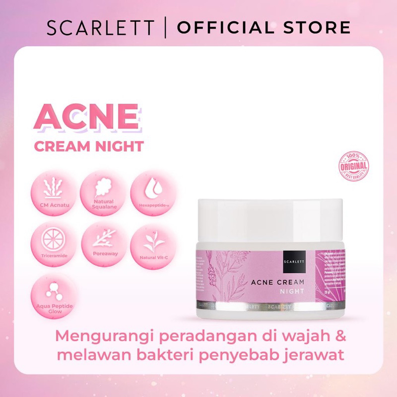 SCARLETT WHITENING ACNE DAY &amp; NIGHT CREAM / KRIM JERAWAT PAGI MALAM SCARLET