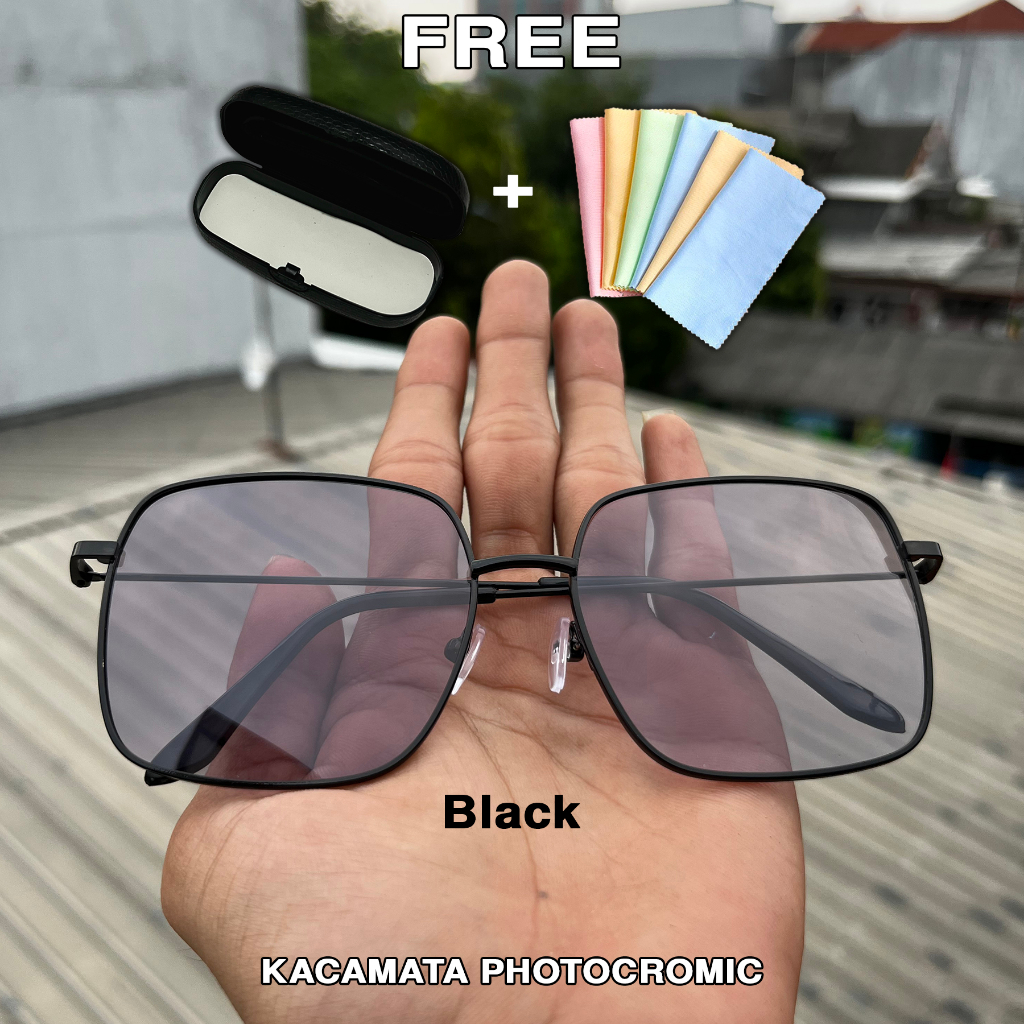 PROMO - Kacamata Photocromic Korea / Kacamata Anti Radiasi 2 In 1 Photochromic Pria Wanita PA7 ( FREE BOX + LAP )