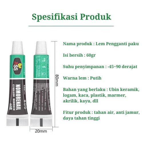 LEM PENGGANTI PAKU 3SS LEM PEREKAT 60ML [SWEETSPACE]