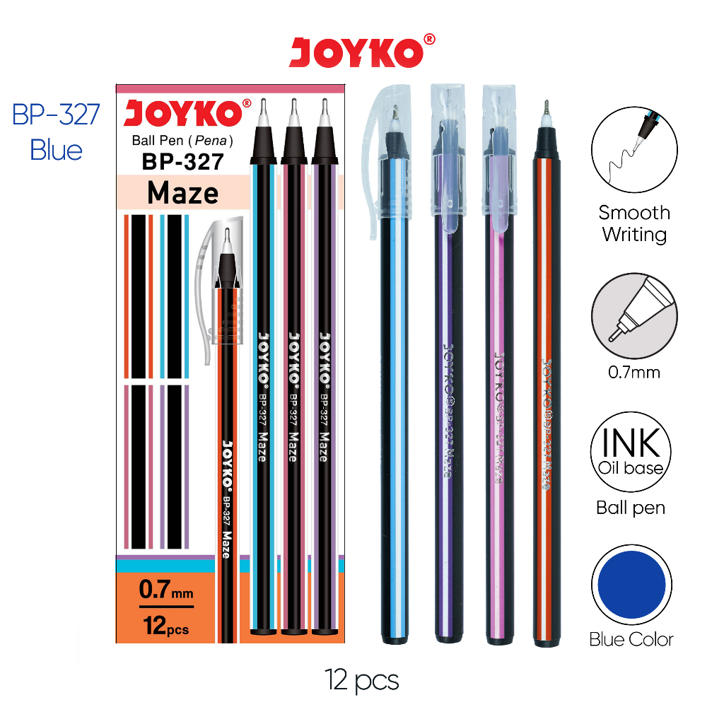 JOYKO Ball Pen Pulpen Pena Joyko BP-327 Maze 0.7 mm Warna HITAM