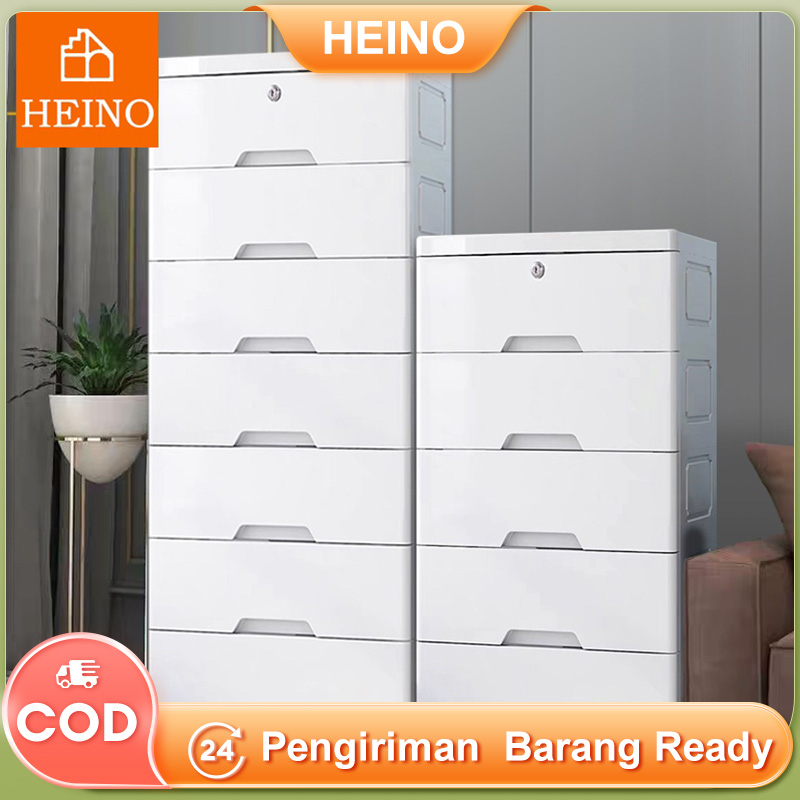 HEINO Lemari Plastik Pakaian 60CM Laci Susun Storage Cabinet Plastik Rak Susun Penyimpanan