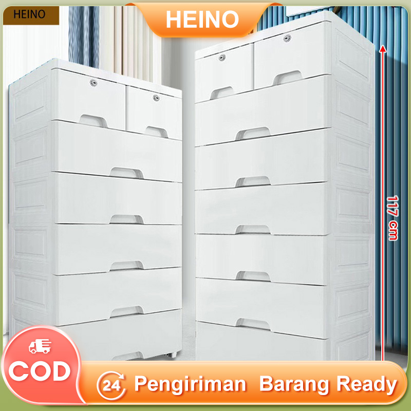 HEINO Lemari Pakaian Plastik 60CM Loker Plastik Lemari Plastik Lemari Baju Plastik Laci Plastik Kabinet Drawer Storage Cabinet Gandakan daya dukung