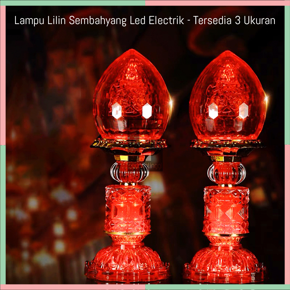 Lilin Bola Lampu Bohlam Led Cabe Lombok Merah Meja Altar Pelengkapan Sembahyang Sembayang Doa Baterai Batre Batrai Batrei Hemat Tenaga Energi Listrik Elektrik Electric Cas Chas USB Charge Charger Power Bank Puja Suci Buddha Budha 1 Set  Pasang 2pcs Murah