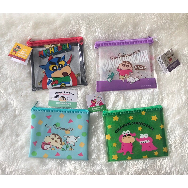 

zipper pouch crayon shinchan serbaguna size 14x12cm original japan