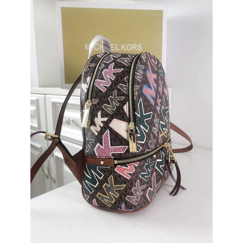 M-K 019 New Backpack Old Flower Color Block Beibao