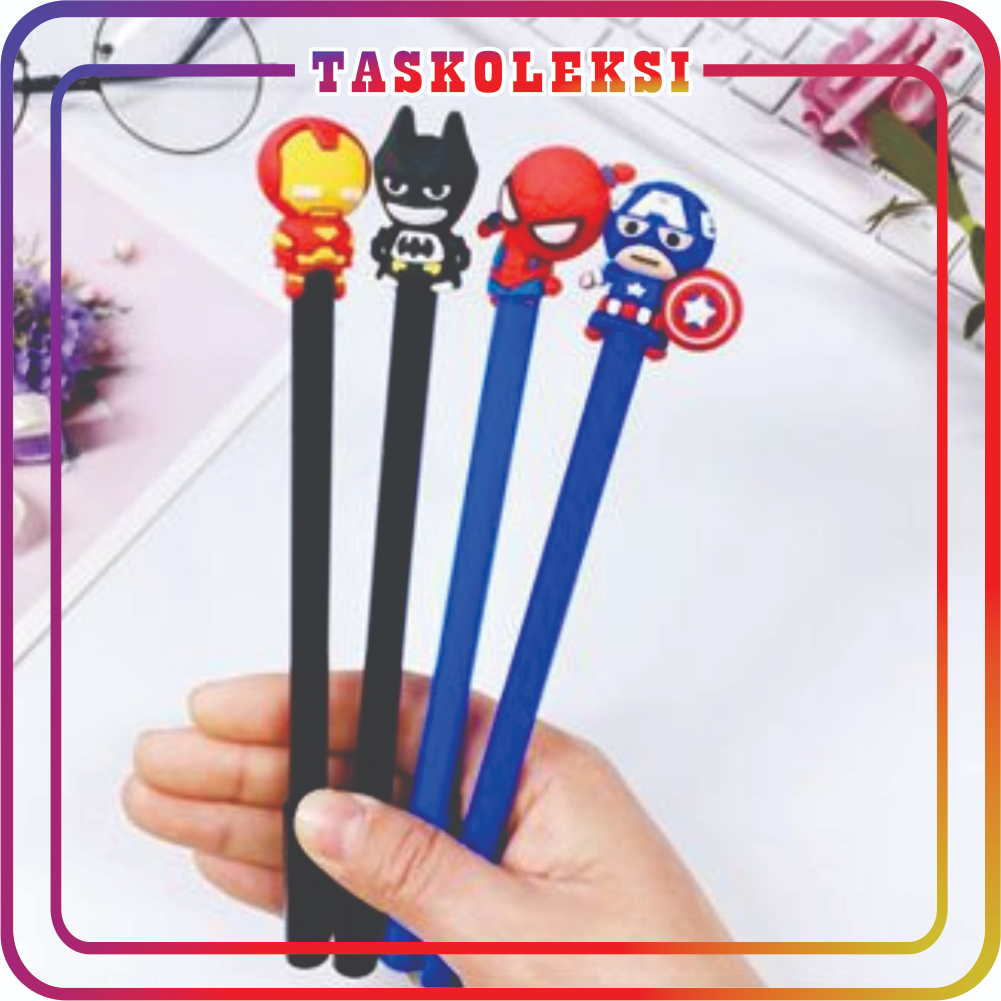 

☛TK☚ Pena Karakter SuperHero Gel Pulpen Karakter Pen Tinta Gel Lucu Alat Tulis Karakter Superhero 3D Murah Import S076