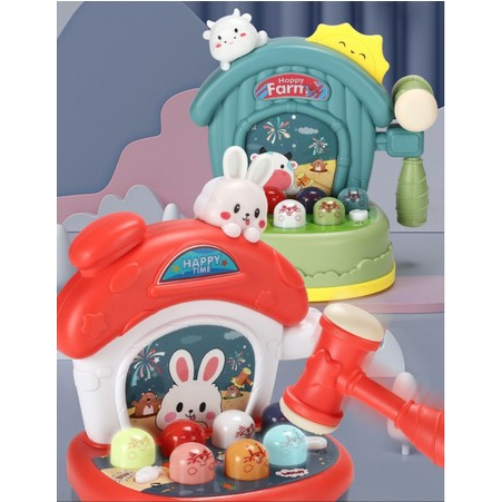 Mainan Pukul Tikus Lengkap Musik Piano Mini / Whack A Mole With Farm Music Piano