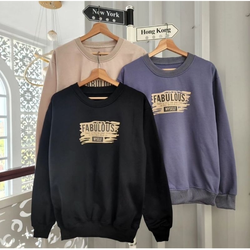 SWEATER BASIC UNISEX PRIA WANITA KEKINIAN | FABOLOUS CREWNECK SWEATER OVERSIZE KOREAN STYLE | SWEATSHIRT OVERSIZE