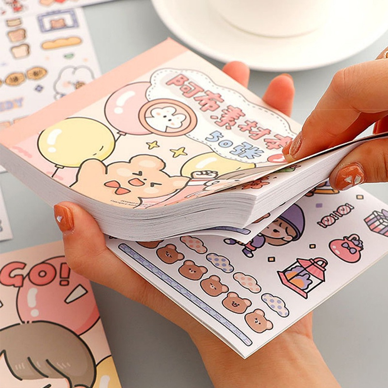 【COD】50 Lembar / Set Stiker Motif Kartun Lucu Untuk Dekorasi Buku Catatan kertas lucu stiker hiasan buku / Diary DIY