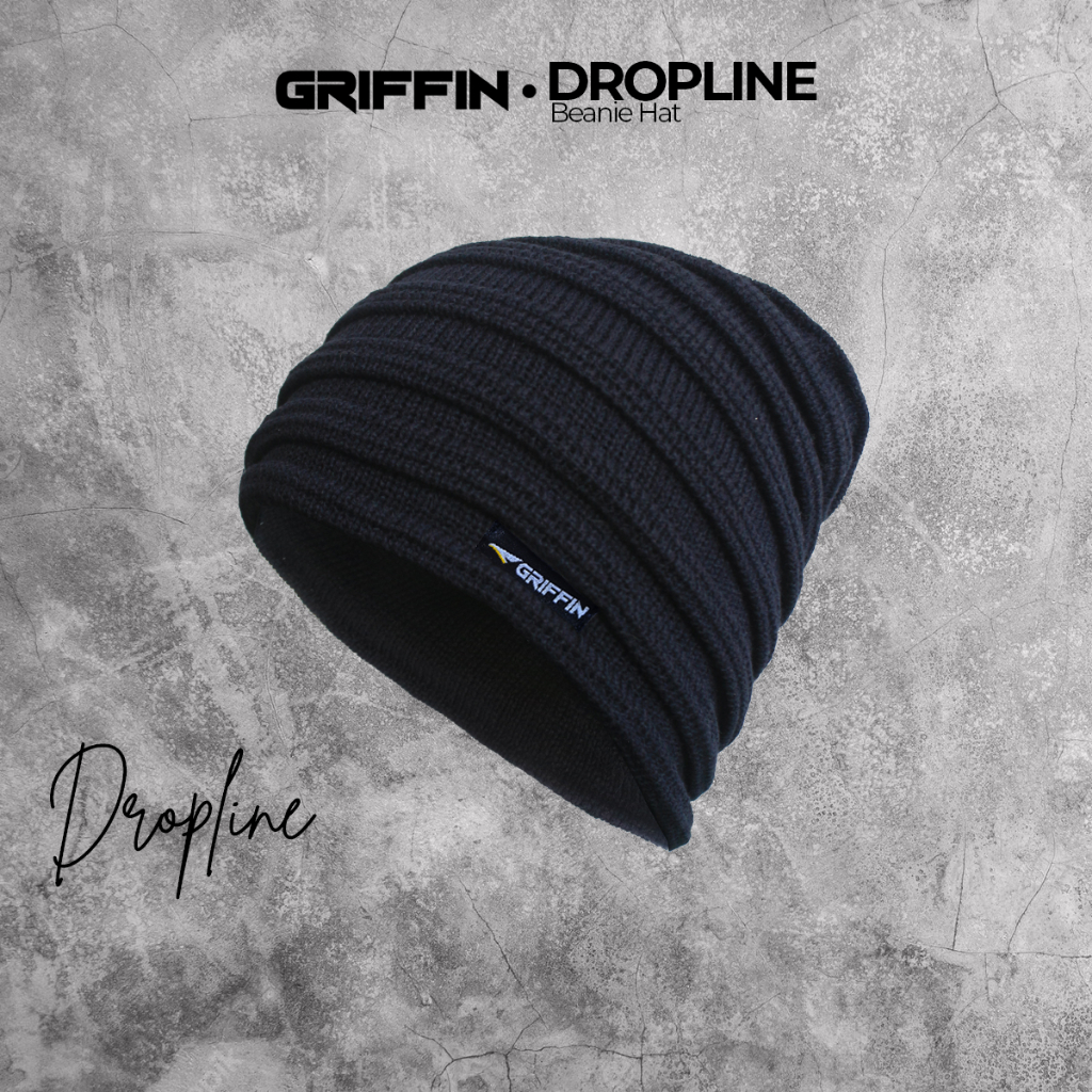 Kupluk Pria Beanie Hat Dewasa Rajut Tebal Motif Garis Keren Dropline